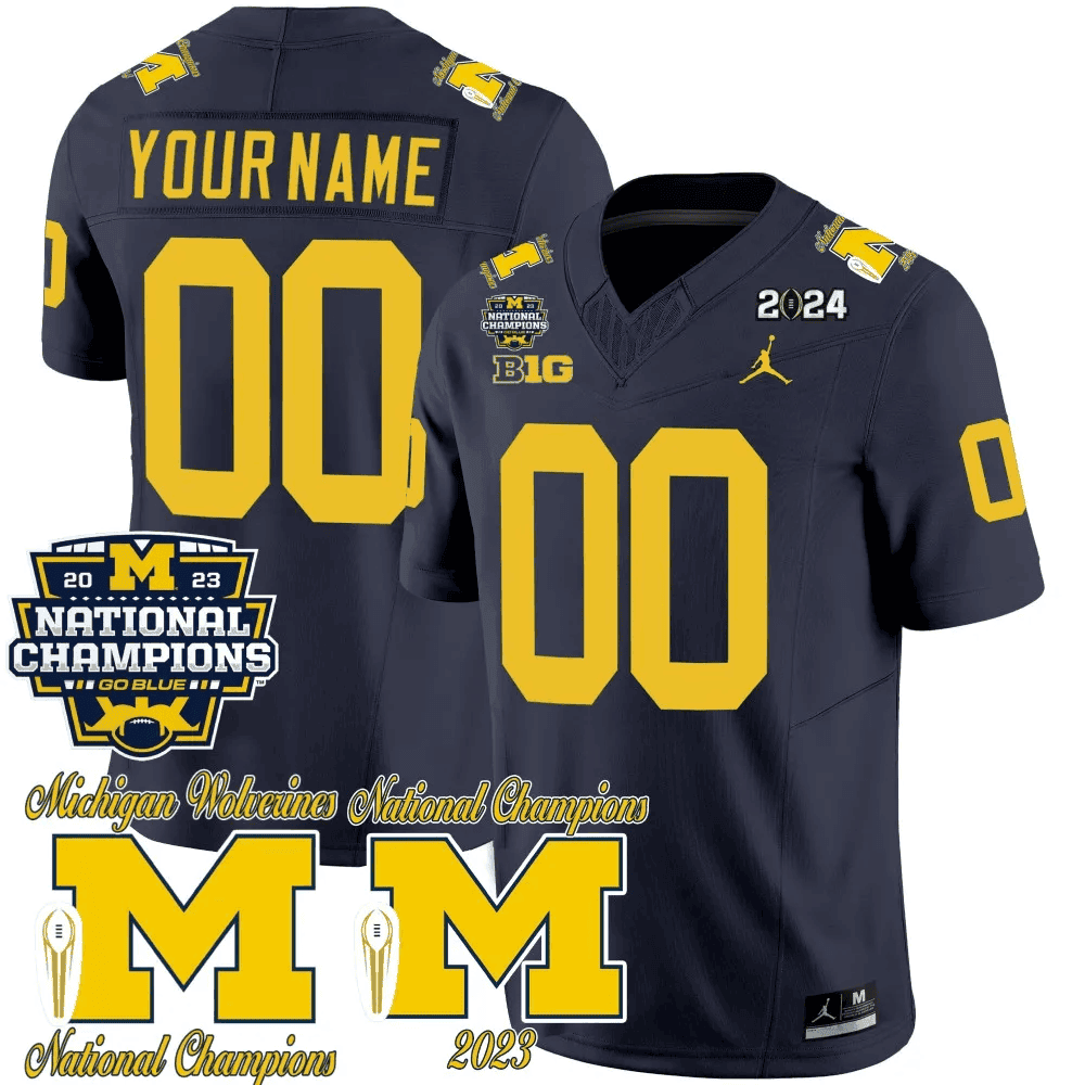 Michigan Wolverines CFP 2023 National Champions Patch Vapor Custom Jersey - All Stitched - image 2