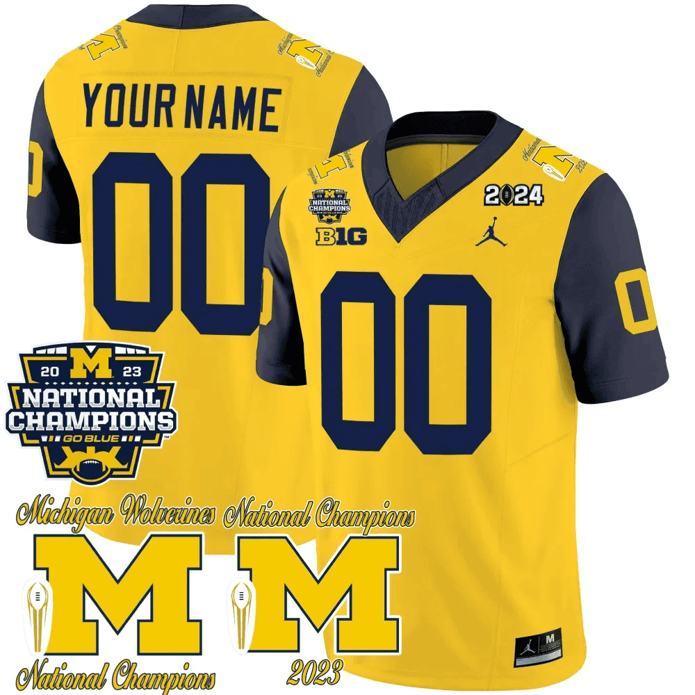Michigan Wolverines CFP 2023 National Champions Patch Vapor Custom Jersey - All Stitched - image 5