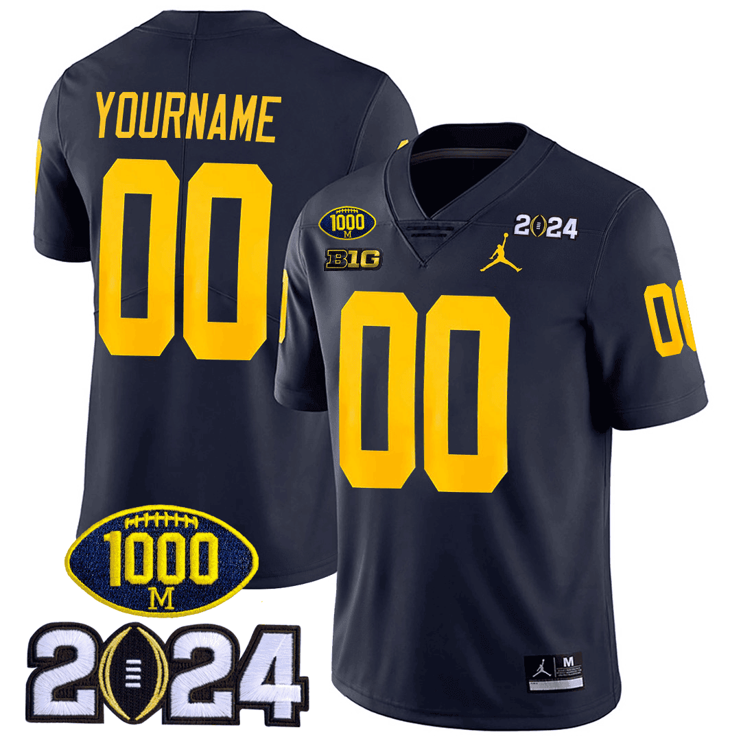 Michigan Wolverines 1000 Wins & 2024 College Bowl Patch Vapor Limited Custom Jersey - All Stitched - image 2