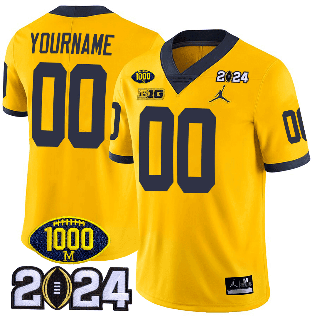 Michigan Wolverines 1000 Wins & 2024 College Bowl Patch Vapor Limited Custom Jersey - All Stitched - image 3
