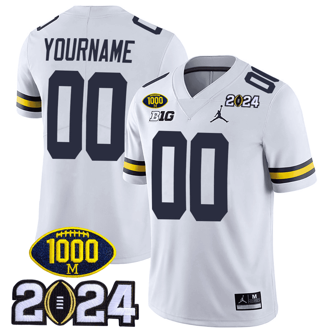 Michigan Wolverines 1000 Wins & 2024 College Bowl Patch Vapor Limited Custom Jersey - All Stitched - image 1