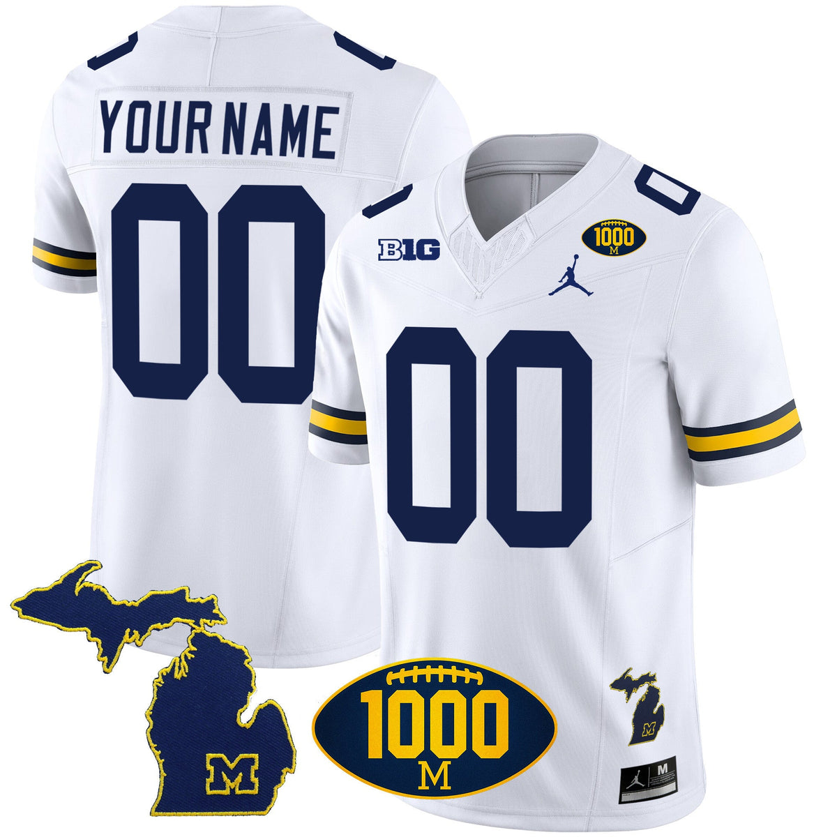 Michigan Wolverines 1000 Wins Patch Vapor Custom Jersey V3 - All Stitched - image 4