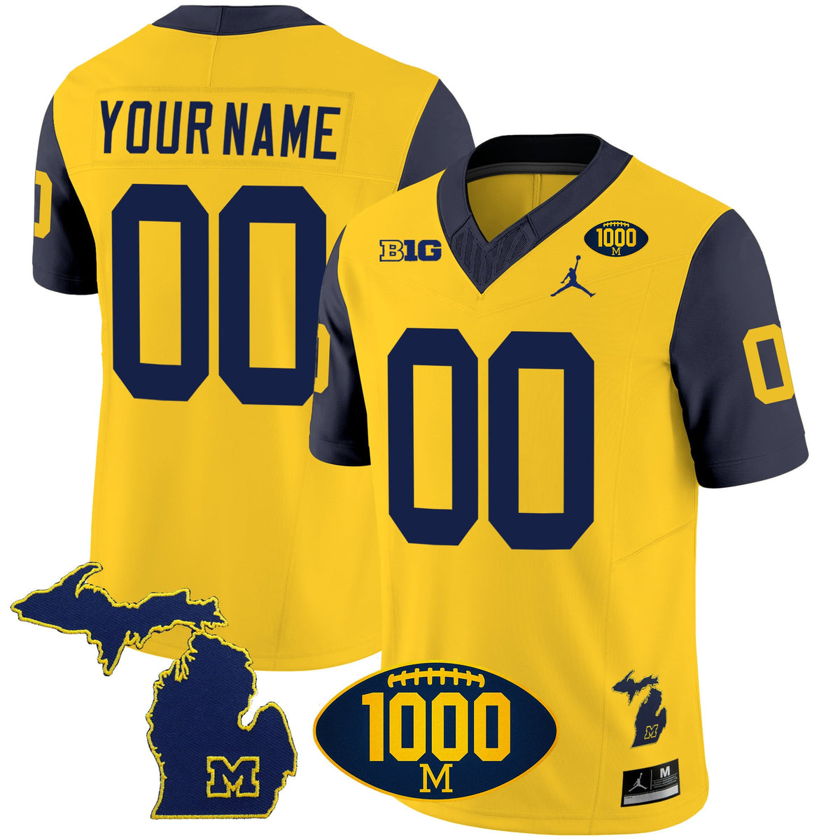 Michigan Wolverines 1000 Wins Patch Vapor Custom Jersey V3 - All Stitched - image 5
