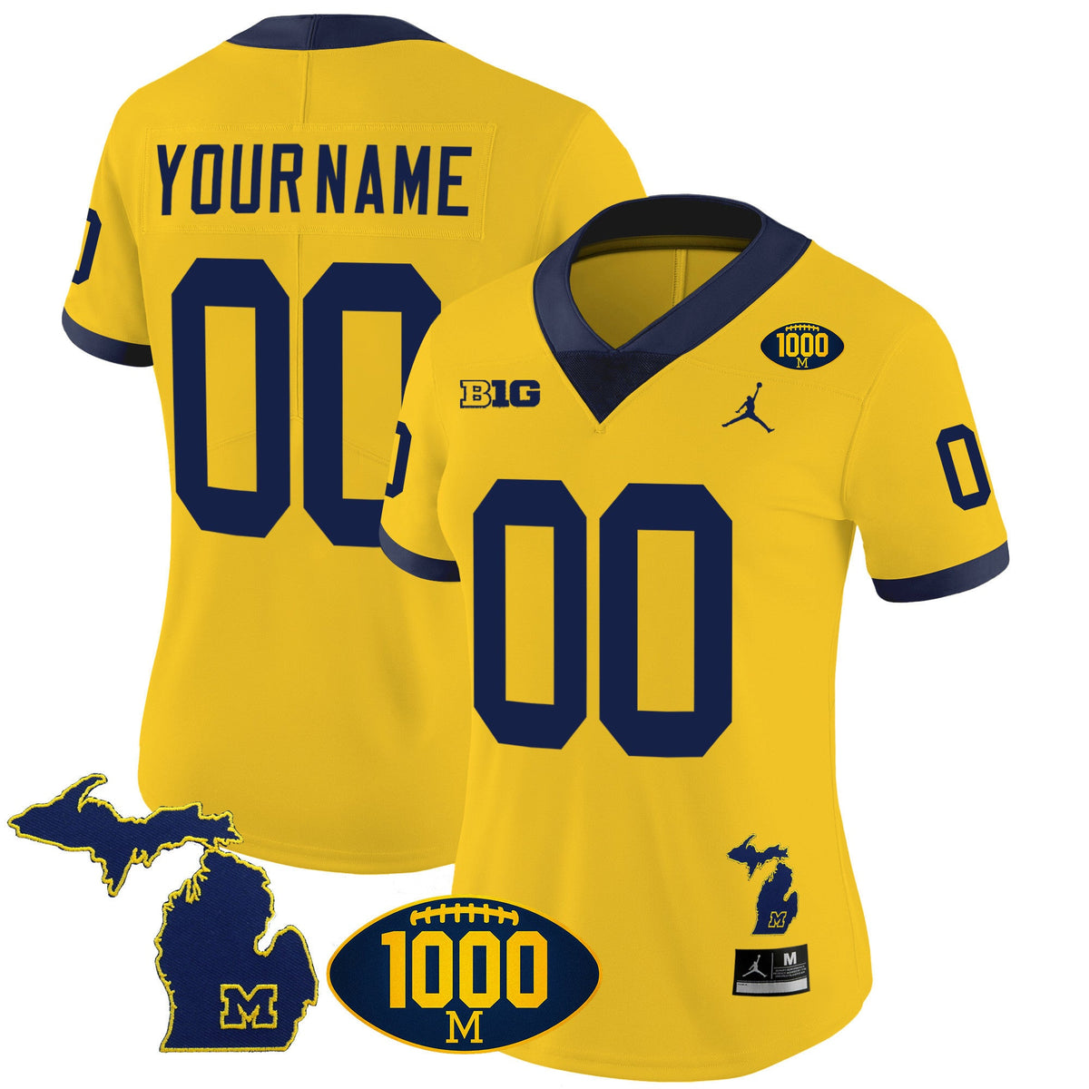 Michigan Wolverines 1000 Wins Patch Vapor Custom Jersey V3 - All Stitched - image 9