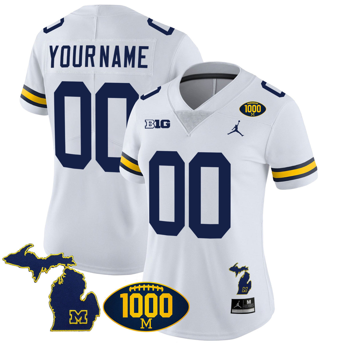 Michigan Wolverines 1000 Wins Patch Vapor Custom Jersey V3 - All Stitched - image 10