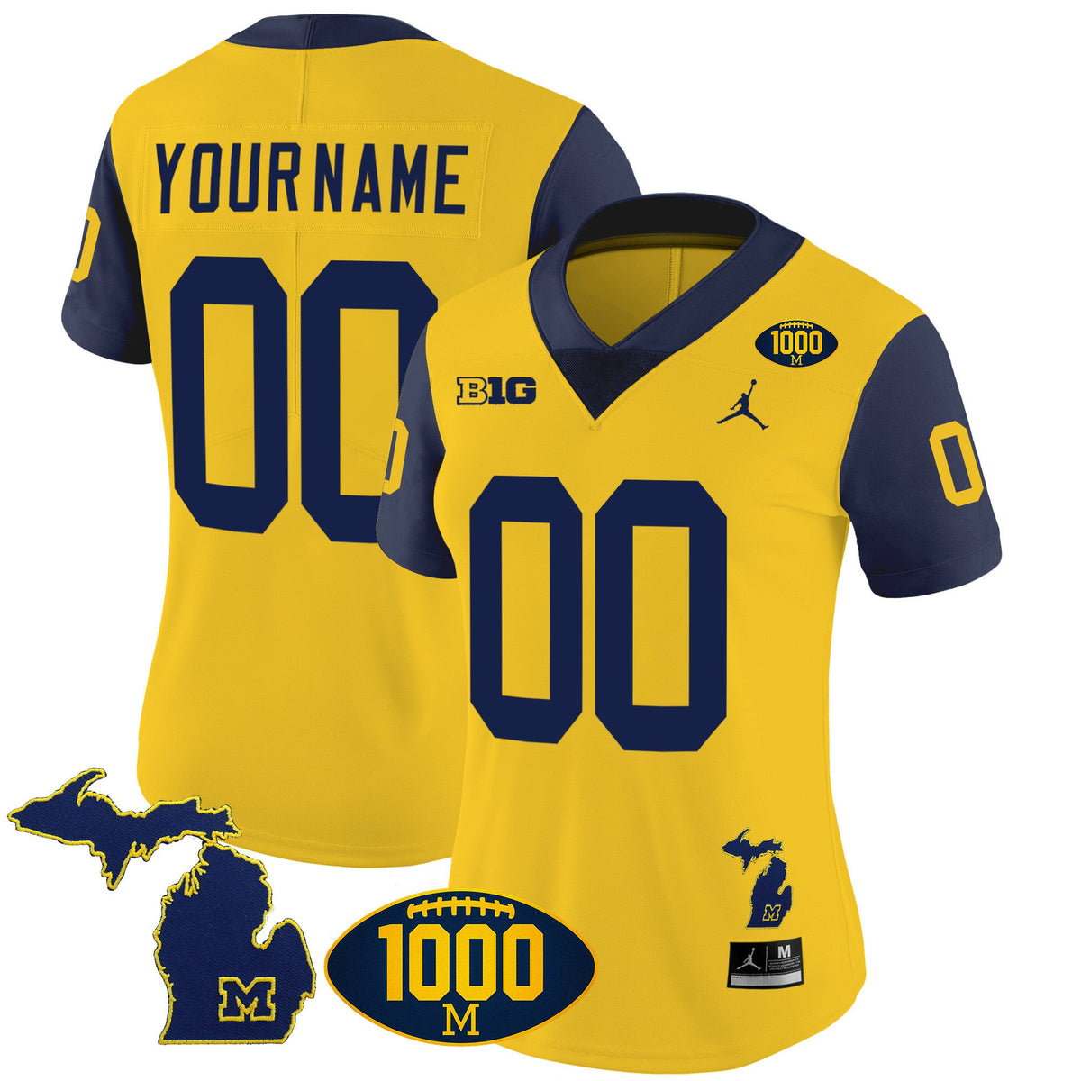 Michigan Wolverines 1000 Wins Patch Vapor Custom Jersey V3 - All Stitched - image 11