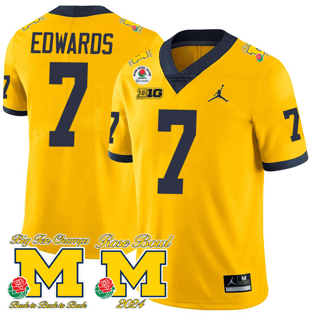 Men's Michigan Wolverines Rose Bowl Game Jersey - All Stitched - image 7