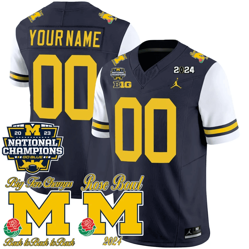 Michigan Wolverines 2023 National Champions & Rose Bowl Patch Vapor Custom Jersey- All Stitched - image 6