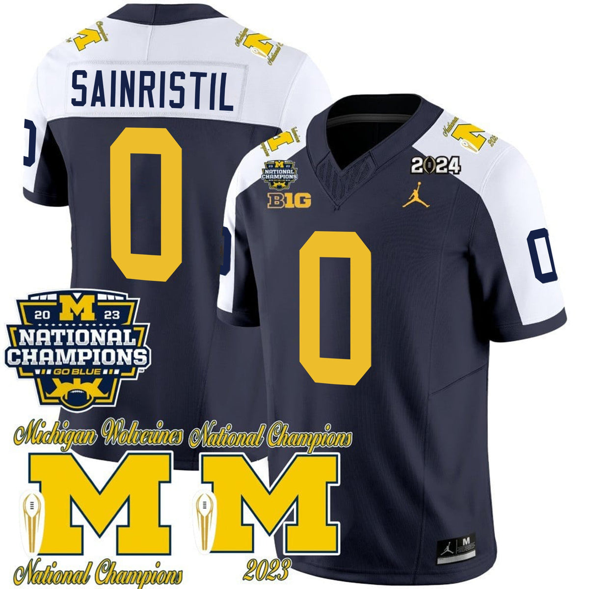 Men's Michigan Wolverines CFP 2023 National Champions Patch Vapor Jersey - All Stitched - image 6