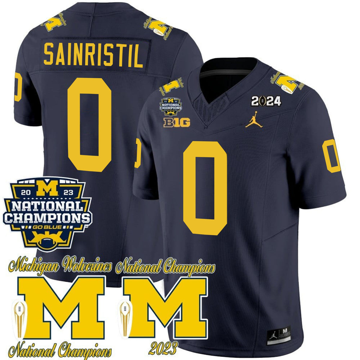 Men's Michigan Wolverines CFP 2023 National Champions Patch Vapor Jersey - All Stitched - image 12