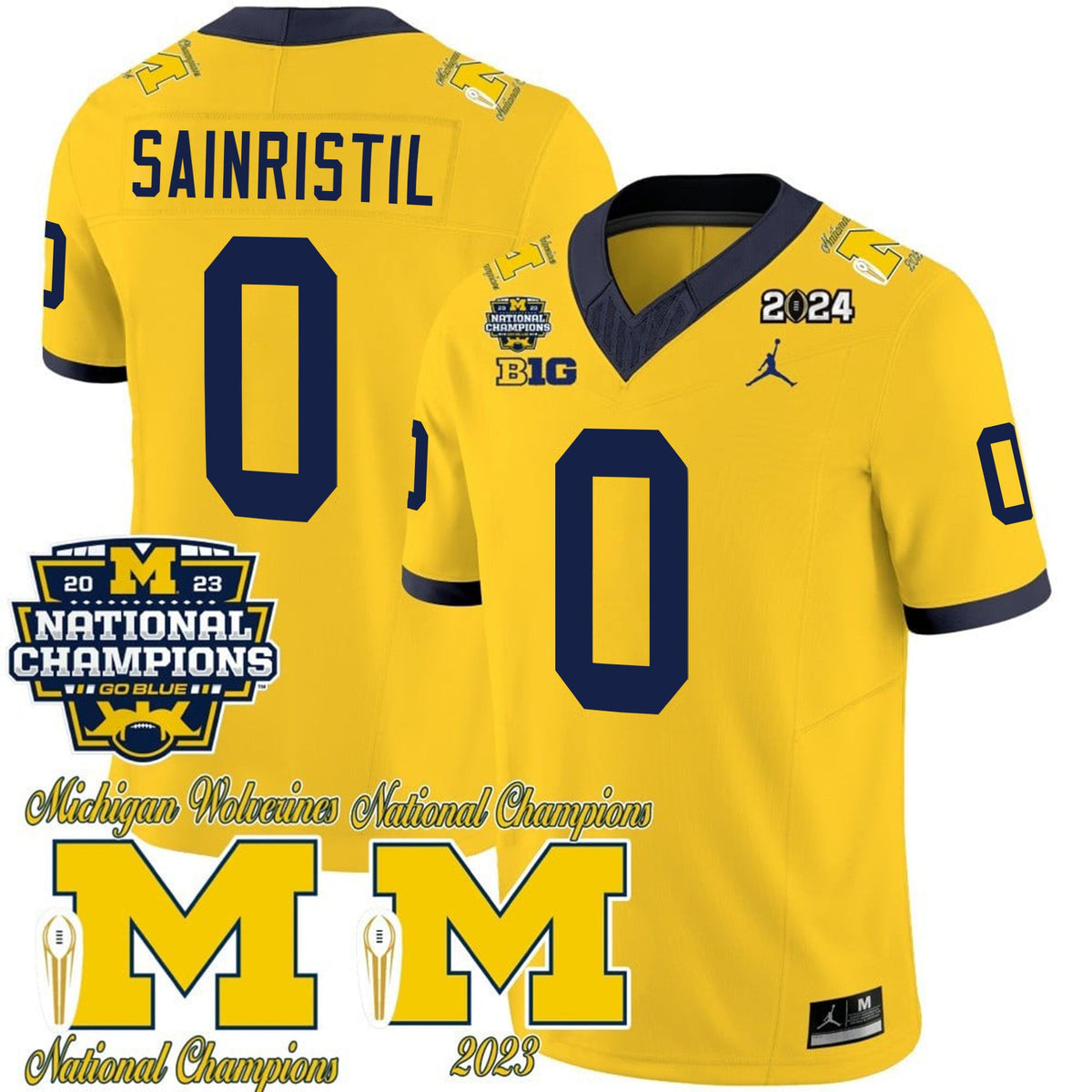 Men's Michigan Wolverines CFP 2023 National Champions Patch Vapor Jersey - All Stitched - image 18