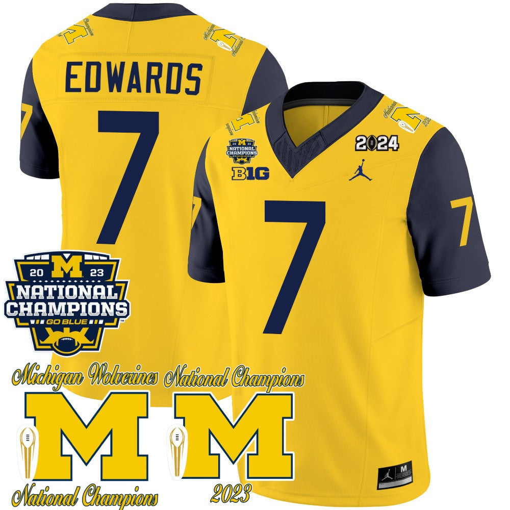 Men's Michigan Wolverines CFP 2023 National Champions Patch Vapor Jersey - All Stitched - image 28