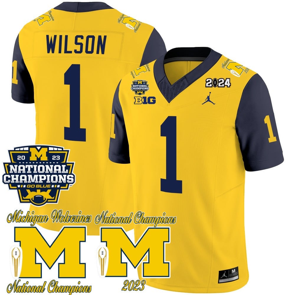 Men's Michigan Wolverines CFP 2023 National Champions Patch Vapor Jersey - All Stitched - image 27