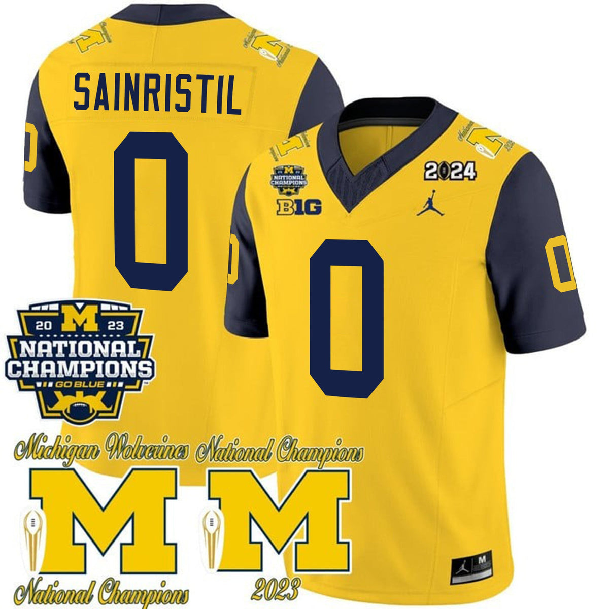 Men's Michigan Wolverines CFP 2023 National Champions Patch Vapor Jersey - All Stitched - image 30