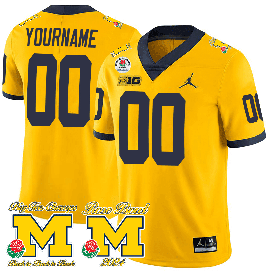 Michigan Wolverines Rose Bowl Custom Game Jersey - All Stitched - image 2