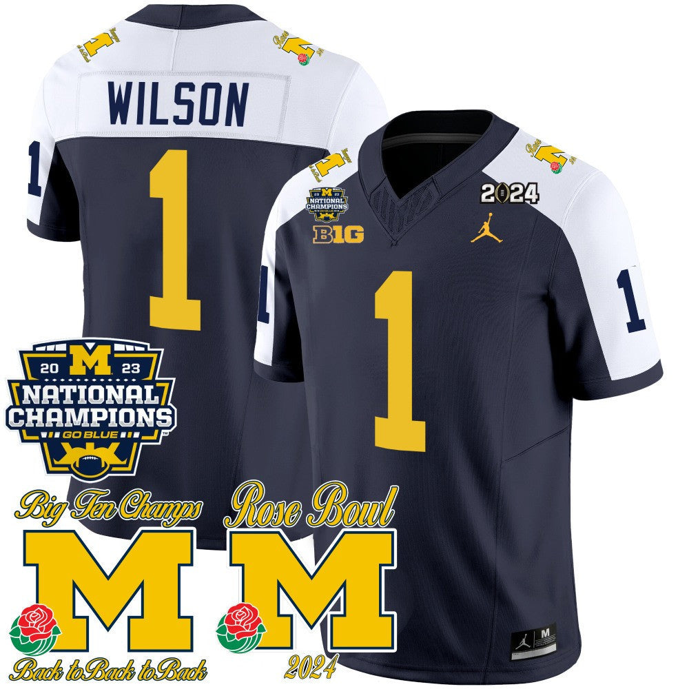 Men's Michigan Wolverines 2023 National Champions & Rose Bowl Patch Vapor Jersey - All Stitched - image 3