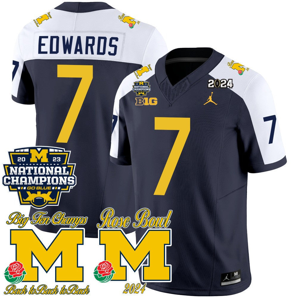 Men's Michigan Wolverines 2023 National Champions & Rose Bowl Patch Vapor Jersey - All Stitched - image 4