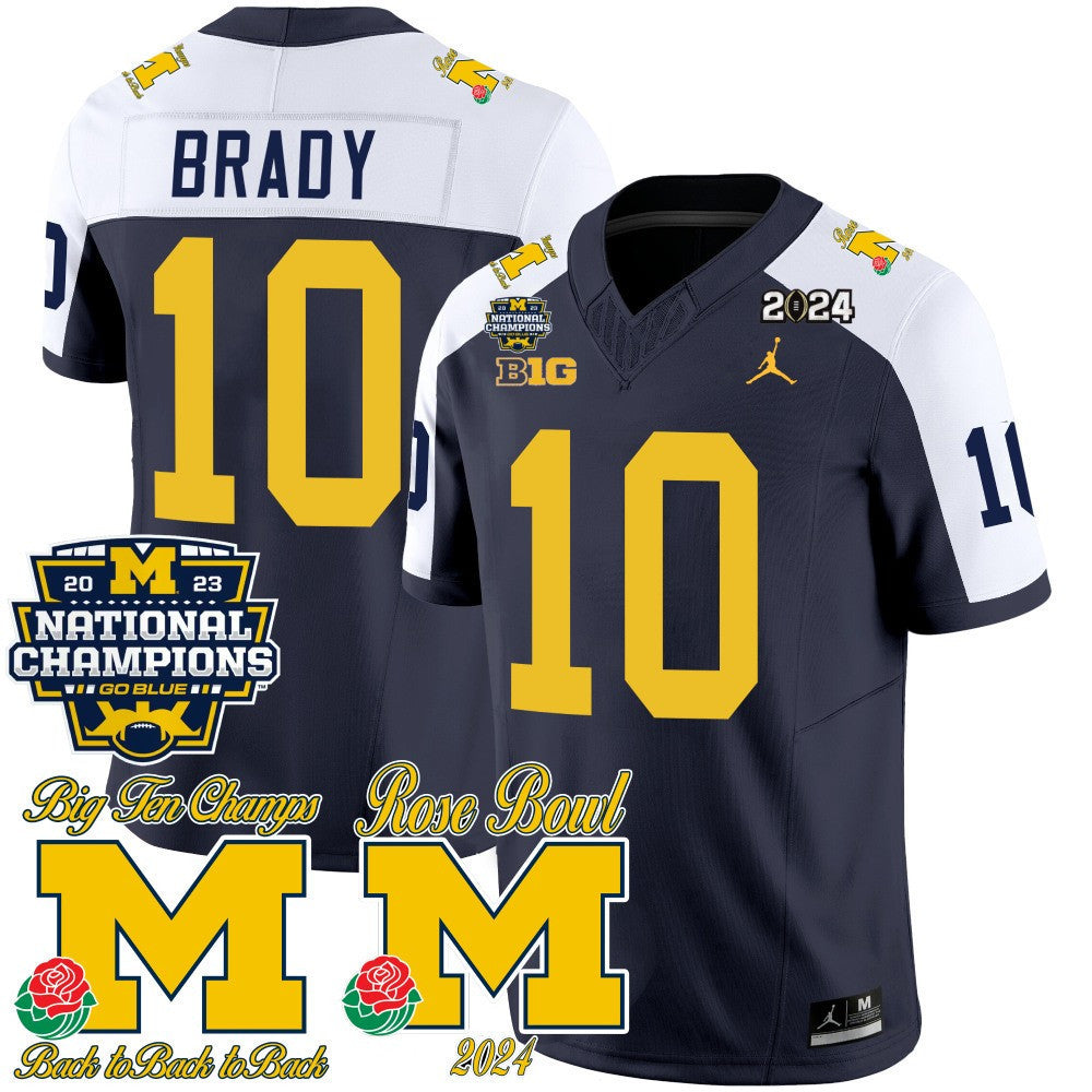 Men's Michigan Wolverines 2023 National Champions & Rose Bowl Patch Vapor Jersey - All Stitched - image 5