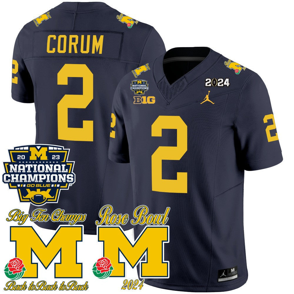 Men's Michigan Wolverines 2023 National Champions & Rose Bowl Patch Vapor Jersey - All Stitched - image 8