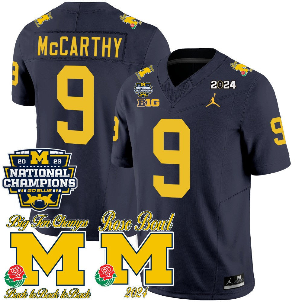 Men's Michigan Wolverines 2023 National Champions & Rose Bowl Patch Vapor Jersey - All Stitched - image 7