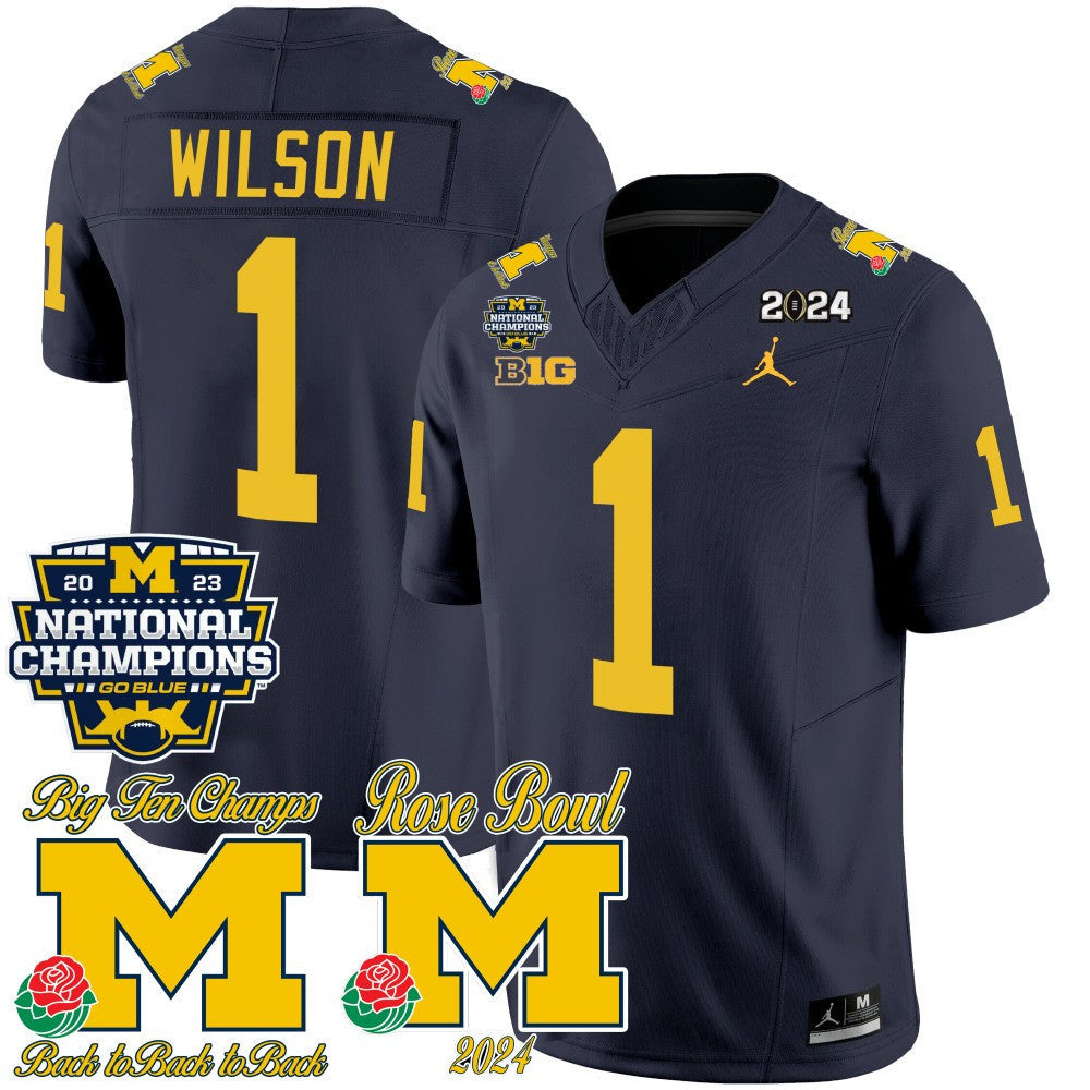 Men's Michigan Wolverines 2023 National Champions & Rose Bowl Patch Vapor Jersey - All Stitched - image 9