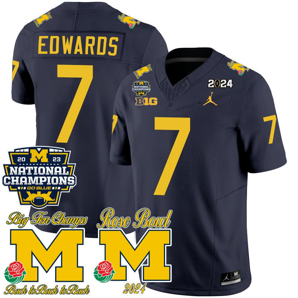 Men's Michigan Wolverines 2023 National Champions & Rose Bowl Patch Vapor Jersey - All Stitched - image 10