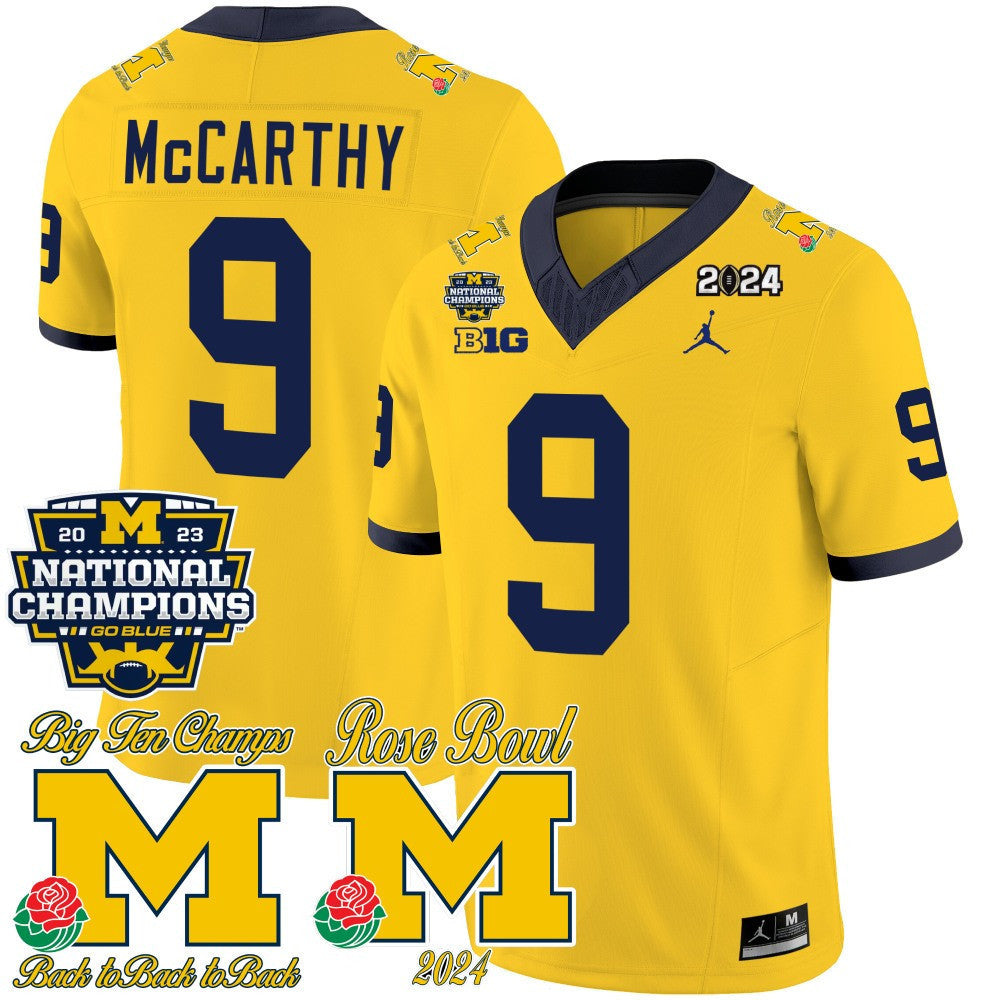 Men's Michigan Wolverines 2023 National Champions & Rose Bowl Patch Vapor Jersey - All Stitched - image 13
