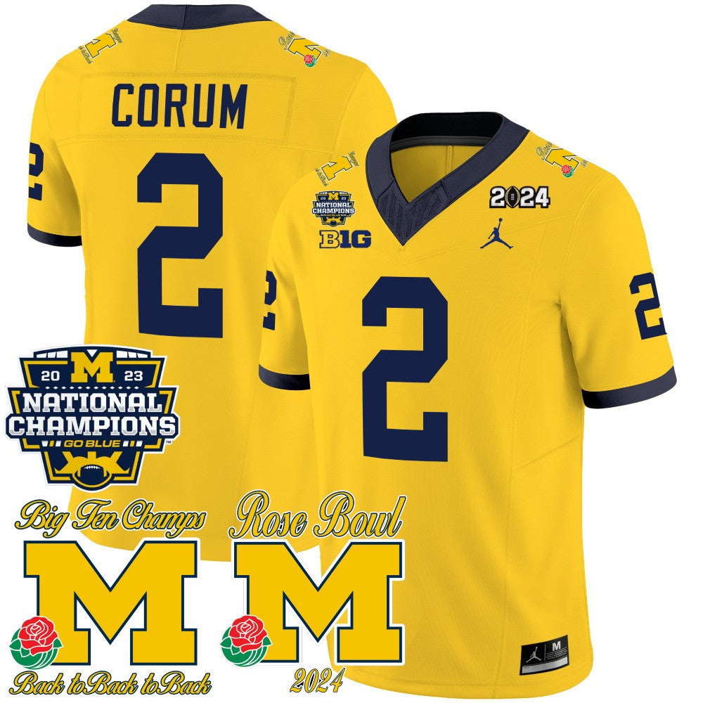 Men's Michigan Wolverines 2023 National Champions & Rose Bowl Patch Vapor Jersey - All Stitched - image 14