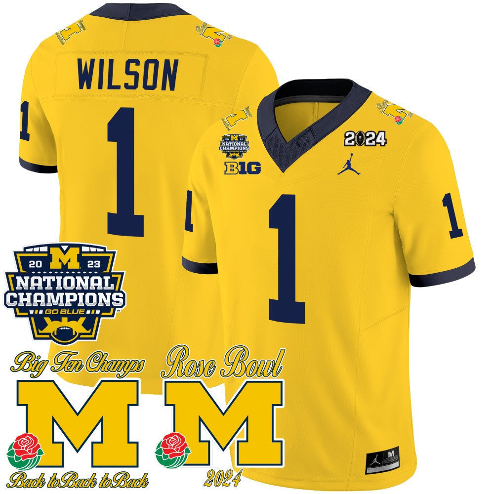 Men's Michigan Wolverines 2023 National Champions & Rose Bowl Patch Vapor Jersey - All Stitched - image 15