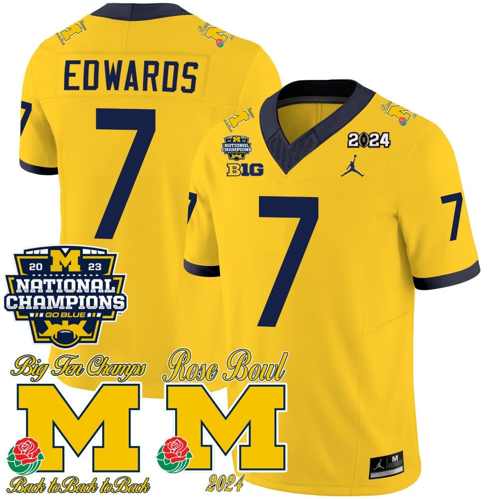 Men's Michigan Wolverines 2023 National Champions & Rose Bowl Patch Vapor Jersey - All Stitched - image 16