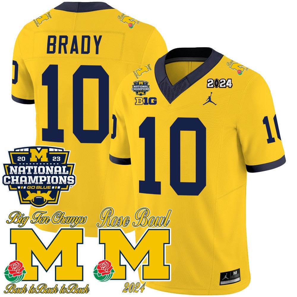 Men's Michigan Wolverines 2023 National Champions & Rose Bowl Patch Vapor Jersey - All Stitched - image 17