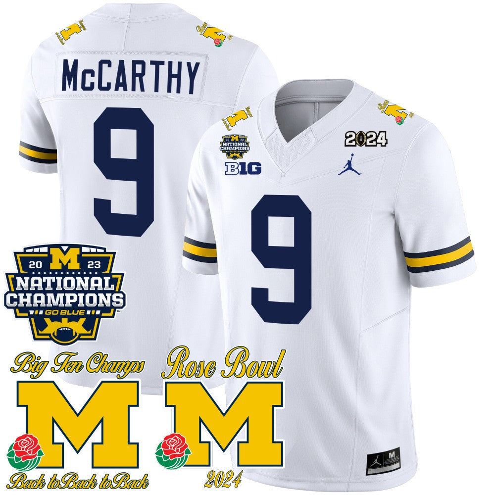 Men's Michigan Wolverines 2023 National Champions & Rose Bowl Patch Vapor Jersey - All Stitched - image 19