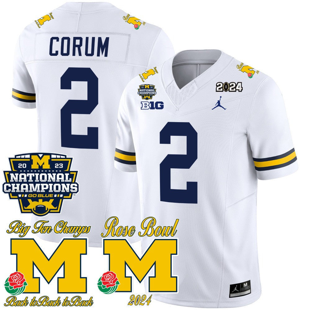 Men's Michigan Wolverines 2023 National Champions & Rose Bowl Patch Vapor Jersey - All Stitched - image 20