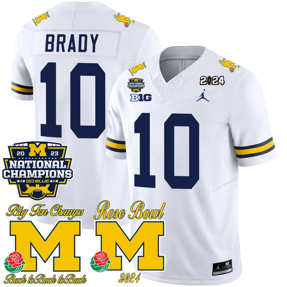Men's Michigan Wolverines 2023 National Champions & Rose Bowl Patch Vapor Jersey - All Stitched - image 23