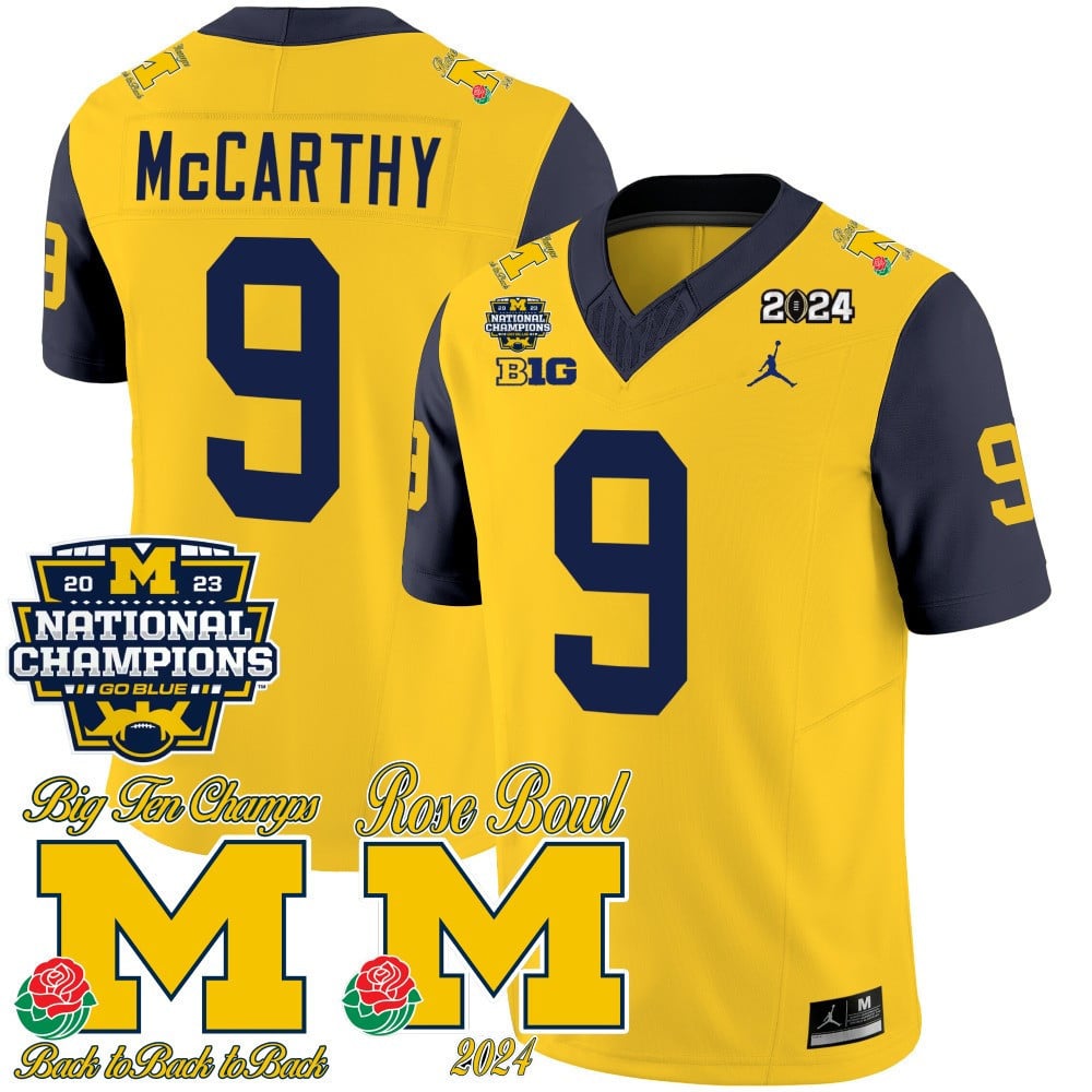 Men's Michigan Wolverines 2023 National Champions & Rose Bowl Patch Vapor Jersey - All Stitched - image 25