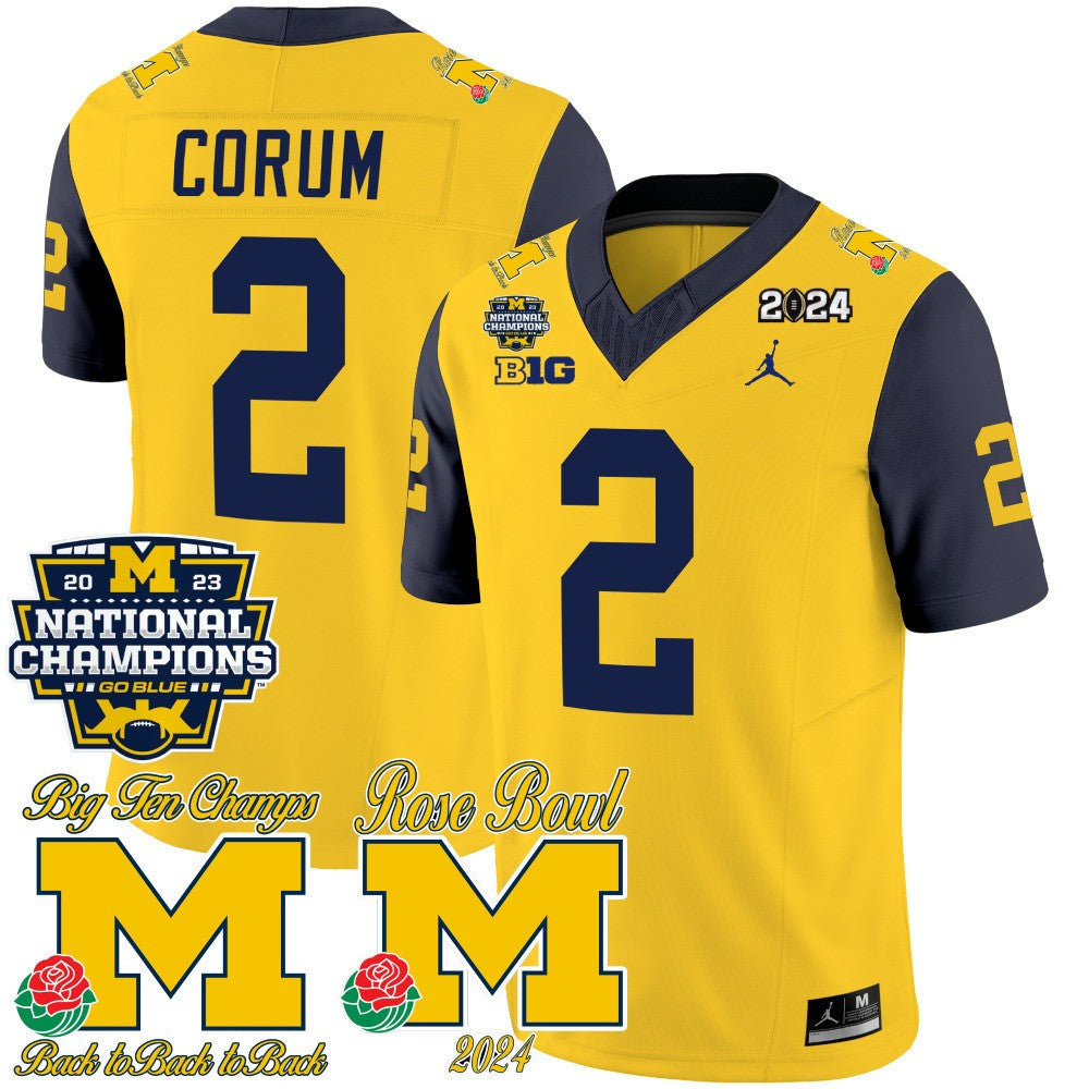 Men's Michigan Wolverines 2023 National Champions & Rose Bowl Patch Vapor Jersey - All Stitched - image 26