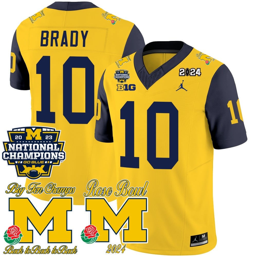 Men's Michigan Wolverines 2023 National Champions & Rose Bowl Patch Vapor Jersey - All Stitched - image 29