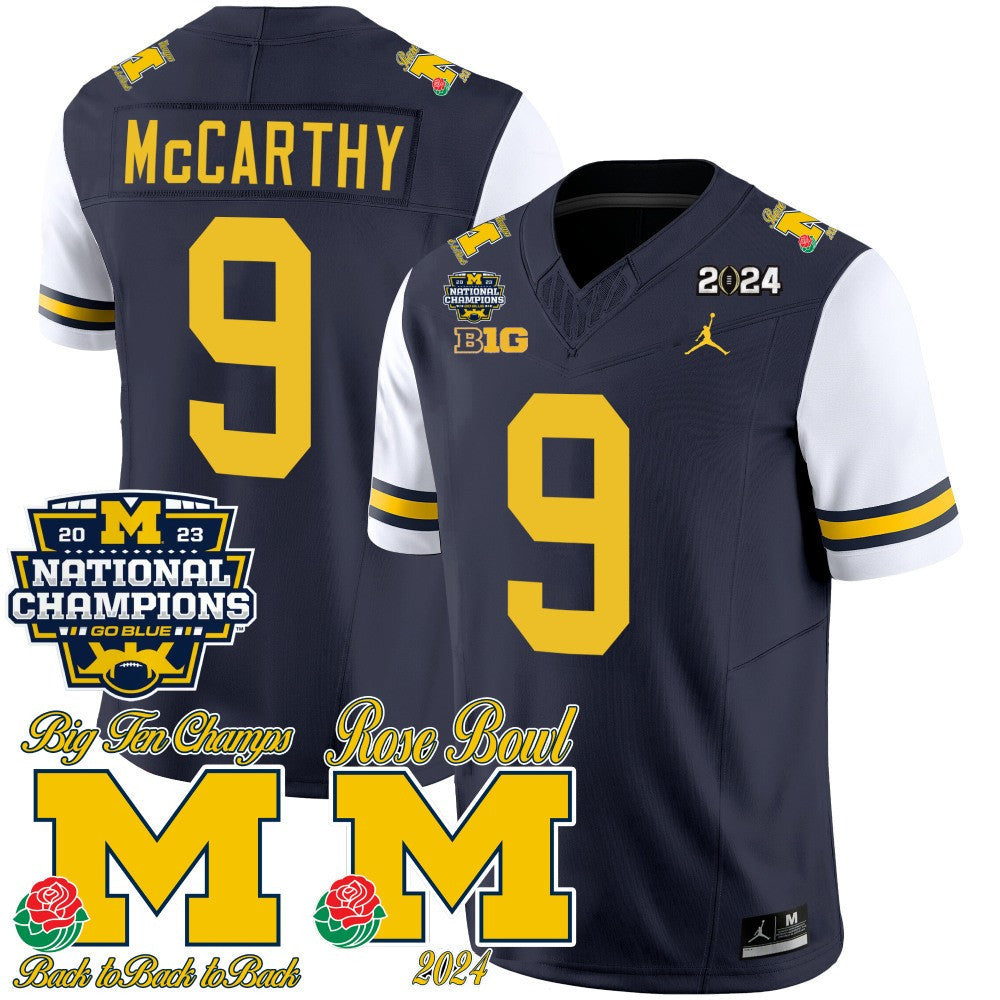 Men's Michigan Wolverines 2023 National Champions & Rose Bowl Patch Vapor Jersey - All Stitched - image 31