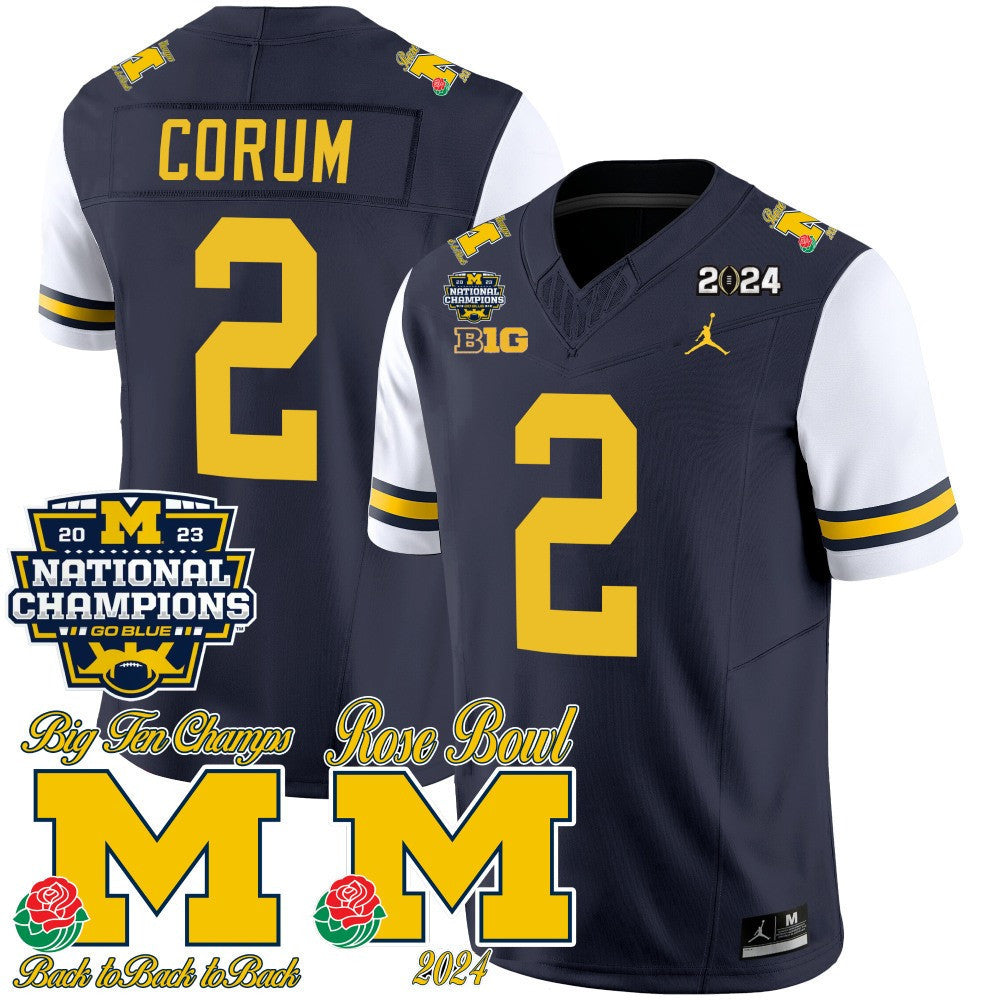 Men's Michigan Wolverines 2023 National Champions & Rose Bowl Patch Vapor Jersey - All Stitched - image 32