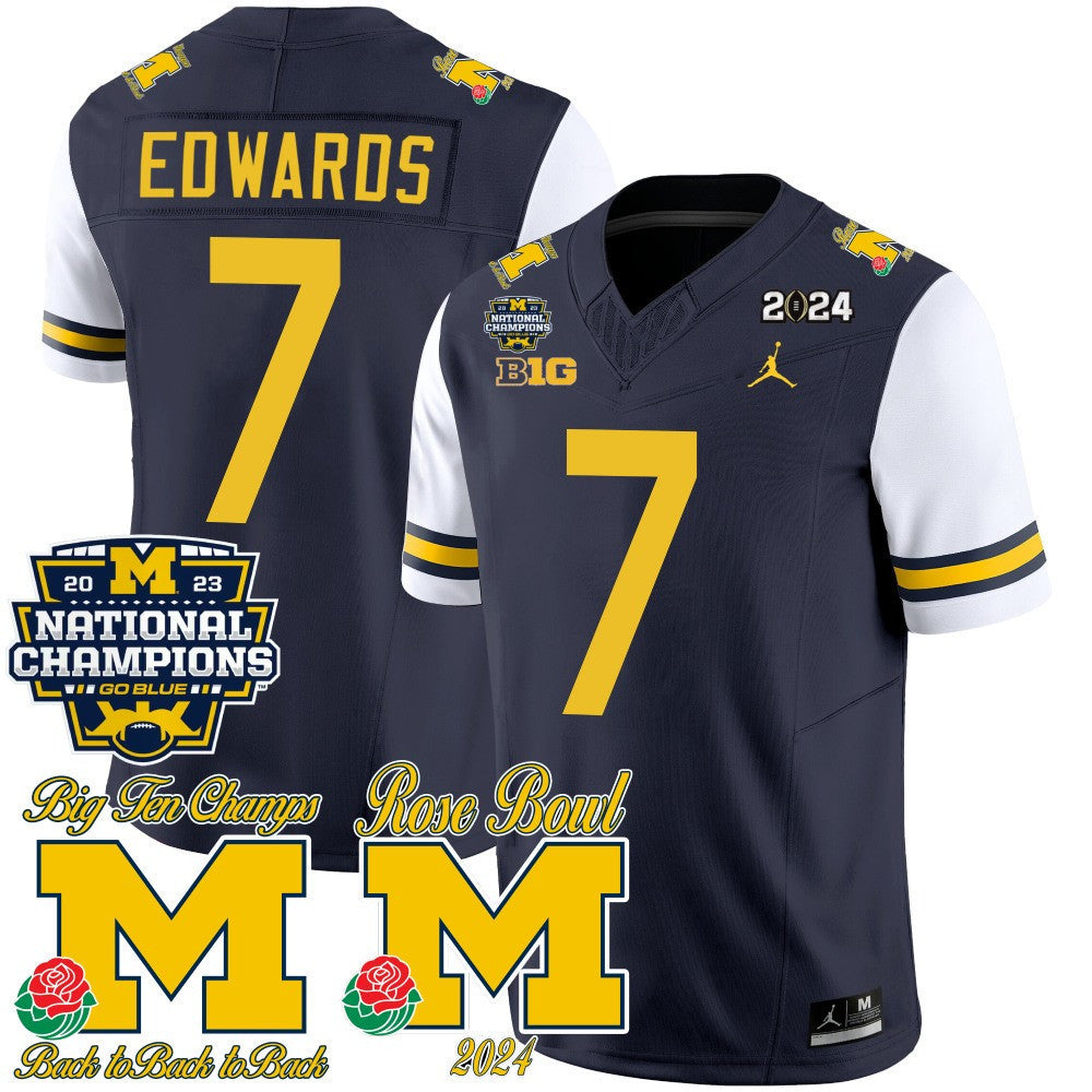 Men's Michigan Wolverines 2023 National Champions & Rose Bowl Patch Vapor Jersey - All Stitched - image 34