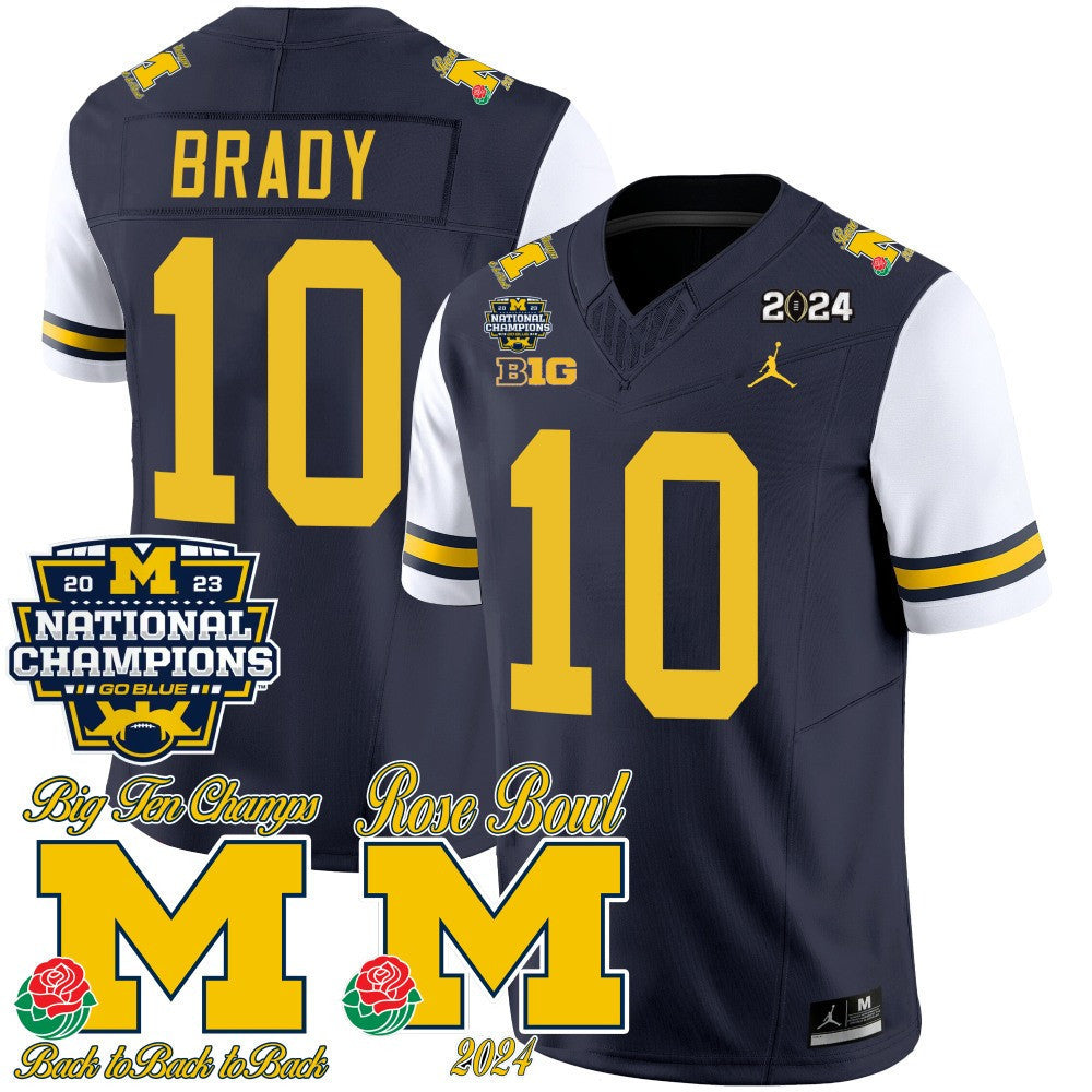 Men's Michigan Wolverines 2023 National Champions & Rose Bowl Patch Vapor Jersey - All Stitched - image 35