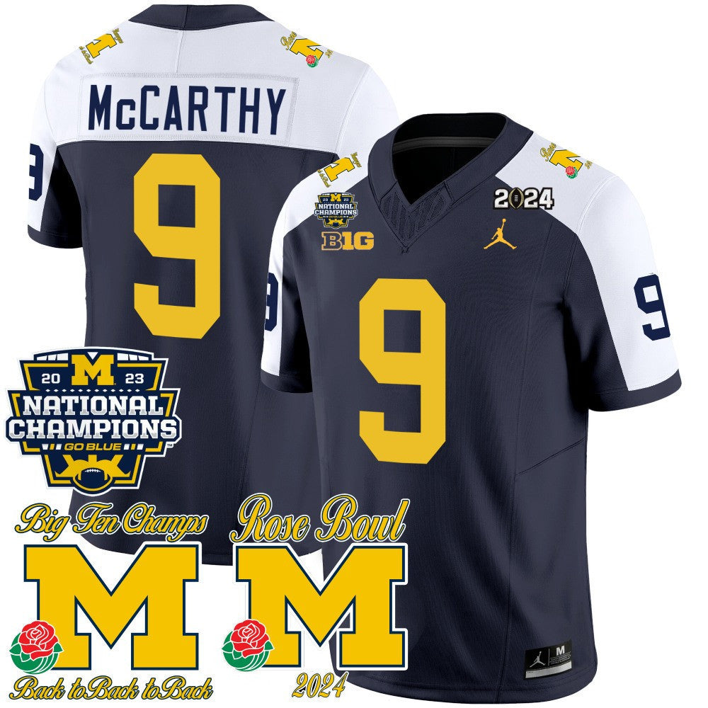 Men's Michigan Wolverines 2023 National Champions & Rose Bowl Patch Vapor Jersey - All Stitched - image 1