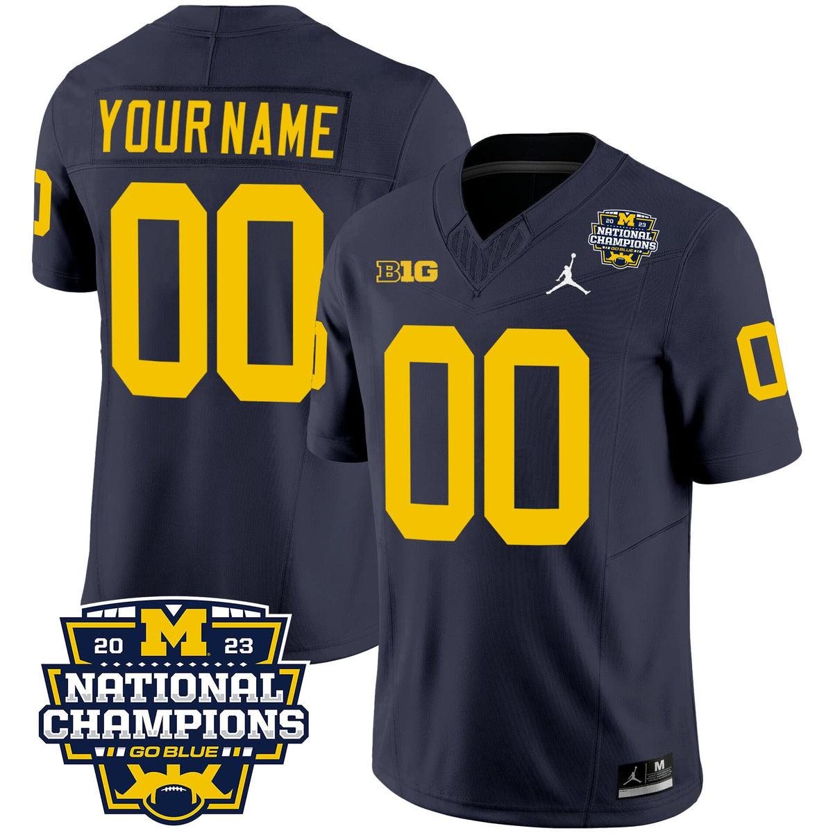 Michigan Wolverines 2023 National Champions Patch Vapor Custom Jersey V2 - All Stitched - image 2