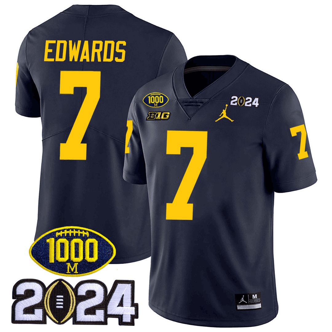 Men's Michigan Wolverines 1000 Wins & 2024 College Bowl Patch Vapor Limited Jersey - All Stitched - image 7