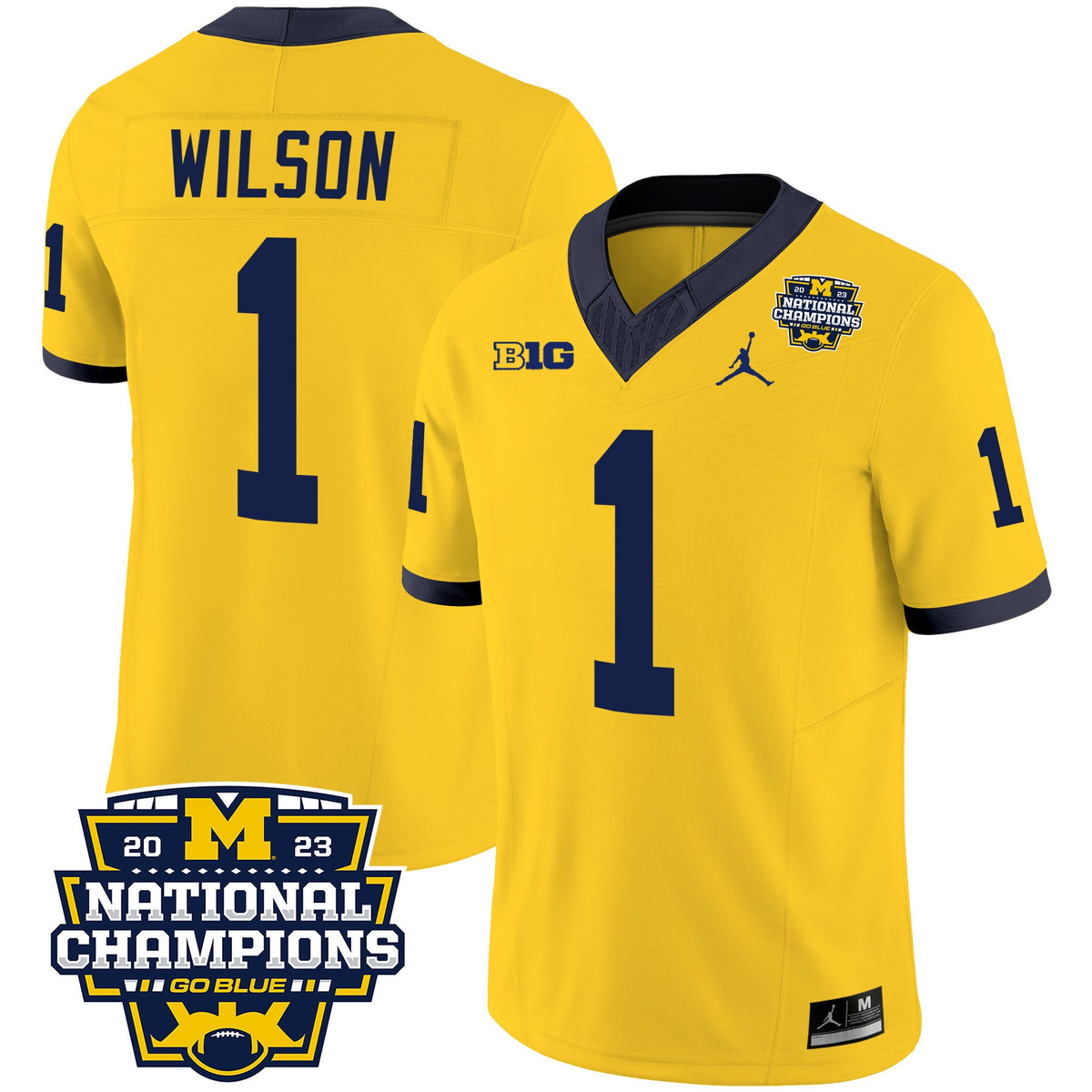 Men's Michigan Wolverines 2023 National Champions Patch Vapor Jersey V2 - All Stitched - image 17