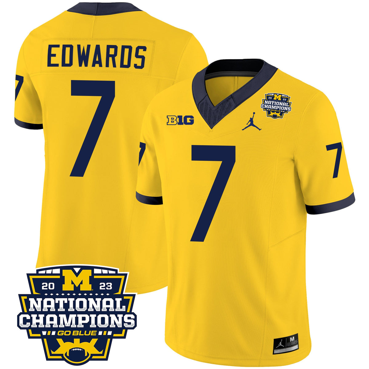 Men's Michigan Wolverines 2023 National Champions Patch Vapor Jersey V2 - All Stitched - image 18