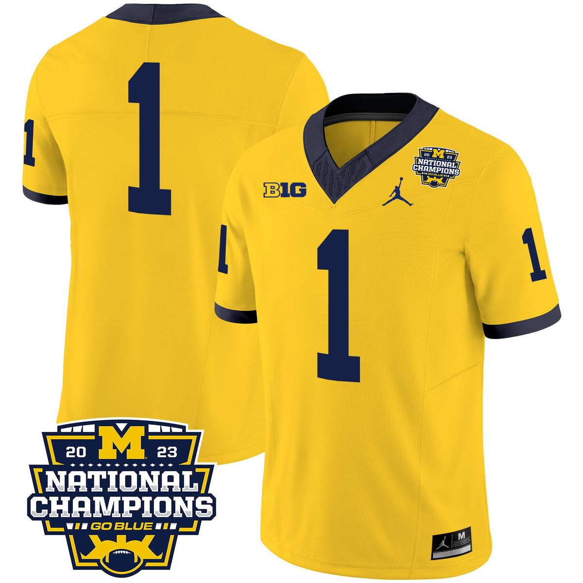 Men's Michigan Wolverines 2023 National Champions Patch Vapor Jersey V2 - All Stitched - image 21