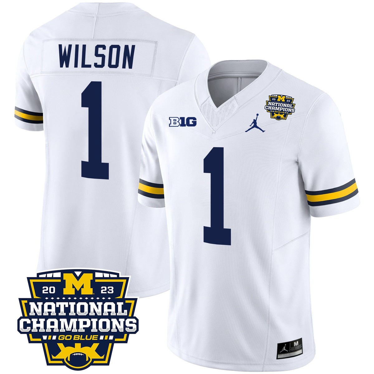 Men's Michigan Wolverines 2023 National Champions Patch Vapor Jersey V2 - All Stitched - image 24