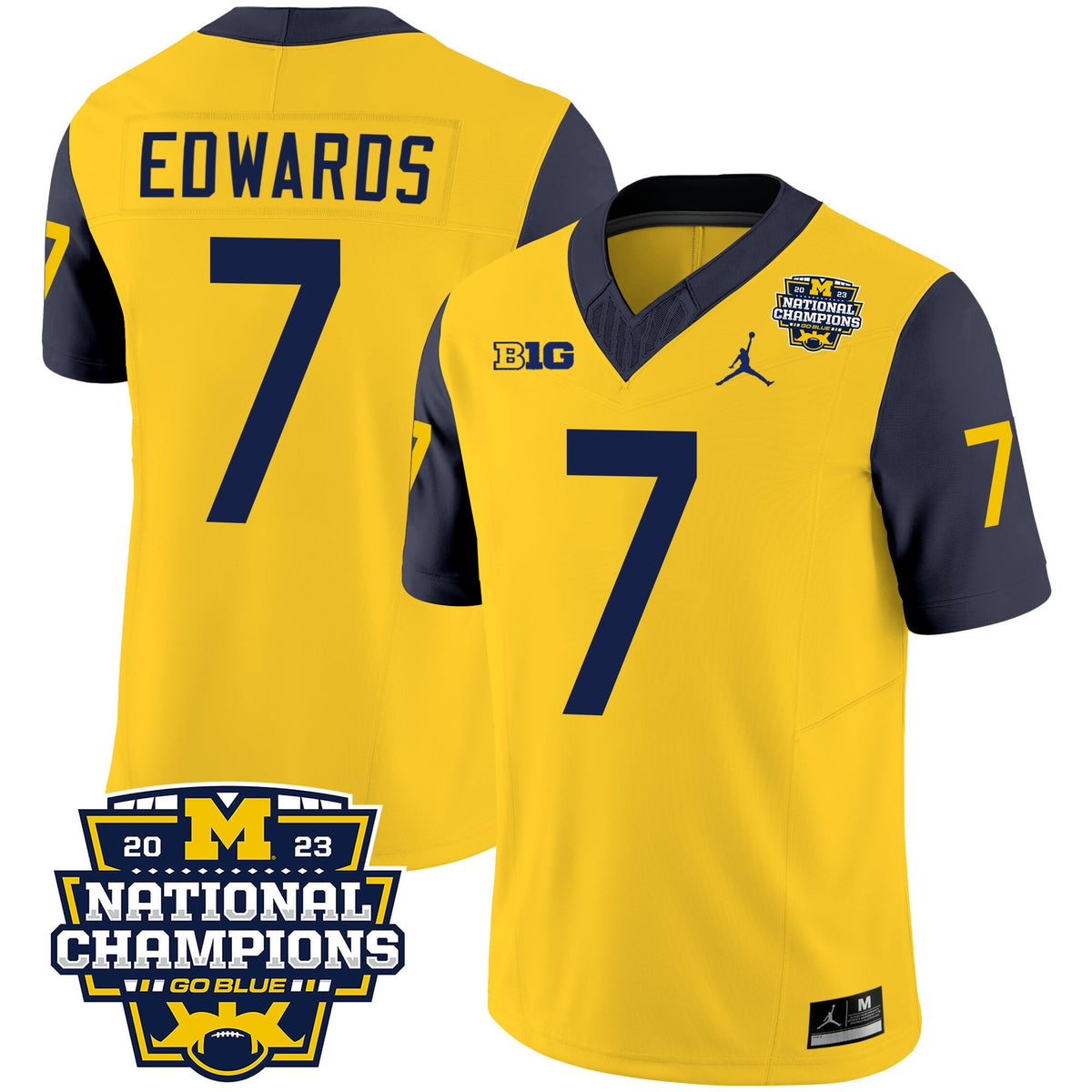 Men's Michigan Wolverines 2023 National Champions Patch Vapor Jersey V2 - All Stitched - image 32