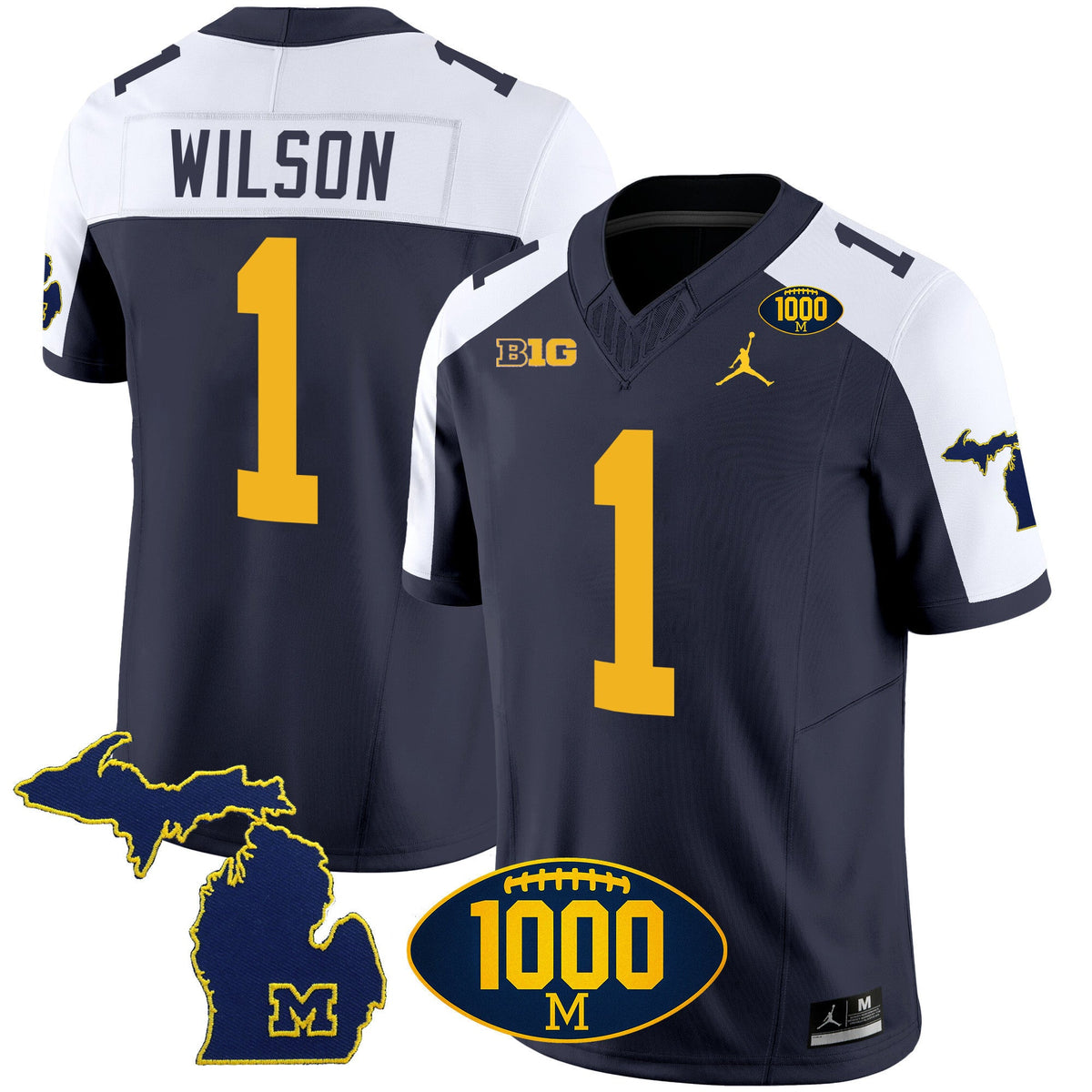 Men's Michigan Wolverines 1000 Wins Patch Vapor Jersey V3 - All Stitched - image 3